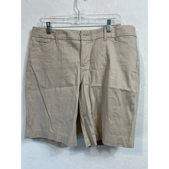 St John's Bayj Bermuda Tan Khaki Shorts Sz 14P Petite 9" Inseam - Picture 2 of 7